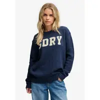 Superdry Dames Jersey Heritage Intarsia marineblauw (XS), Casual, Katoen W6110766A