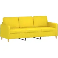 vidaXL Driezitsbank 180 cm stof lichtgeel