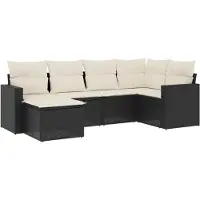 vidaXL 6-delige Loungeset met kussens poly rattan zwart