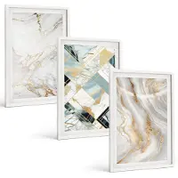 Coloray 3-Delige Schilderij Set - Elegante, Modieuze Abstracte Marmerpatronen - 40 x 60 - Muurdecoratie - Wanddecoratie - Slaapkamer