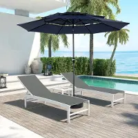 Muvano Tuinparasol - Parasol 3 Meter - Kantelbare Parasol - 3-Laags - Windbestendig - Opdraaimechanisme - Tuin - 300 cm - 1 Stuk - Marineblauw