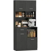 HOMCOM Keukenkast - MDF - 80 x 35 x 180 cm - Zwart