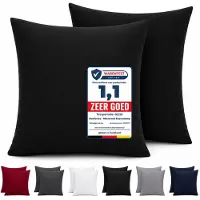 Komfortec Set van 2 Premium Kussenslopen 80x80 cm - Superzachte Kussenhoes – 100% - Geborsteld Polyester - 90g/m²- Zwart