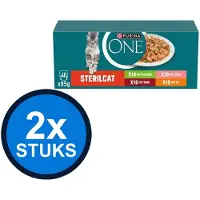 Purina One 2x - Adult Sterilcat Kalkoen, Zalm, Rund & Kip Multipack - Kattenvoer Natvoer - 40x85g