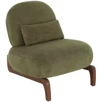 Muvano Fauteuil - Accentstoel - Leesstoel - Velvet Stoel - Houten Poten - Zonder Armleuningen - Zacht Kussen - Woonkamer - 77x72,5x33cm - 1 Stuk - Groen
