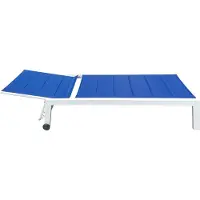 Happy Garden Set van 2 blauwe textilene BARBADOS ligbedden - wit aluminium