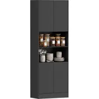 HOMCOM Keukenvoorraadkast - Spaanplaat - 60 x 30 x 170 cm - Zwart