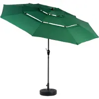 Muvano Aluminium Parasol - Tuinparasol - Terrasparasol-Kantelbare Parasol – 3-Laags –Zwengel – Windbestendig - Waterdicht - Tuin - 10FT- 1 Stuk-Groen