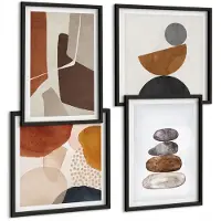 Coloray 4-Delige Schilderij Set - Abstracte Schilderijen, Moderne Decoraties - 40 x 40 cm En 40 x 60 cm - Decoratieve Schilderijen - Wanddecoratie - Hal - Interieur Decoratie