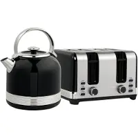 Muvano Waterkoker en broodrooster set - Retro ontbijtset - RVS broodrooster - 2200W - Strix thermostaat - 7 standen - Keuken - 1,7 L - 2-delig - Zwart