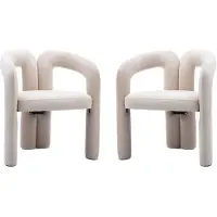 Muvano Fluwelen Eetkamerstoelen Set Van 2 - Moderne Kuipstoel - Met Armleuning - 64x50,5x71cm - Zitmeubel - Geschikt Voor Woonkamer En Keuken Beige