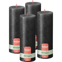 Bolsius - Rustieke kaars Shimmer - 4 Stuks - Metallic Antraciet – 19cm - 85 branduren