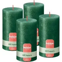 Bolsius - Rustieke kaars Shimmer - 4 Stuks - Metallic Groen - 13cm - 60 Branduren