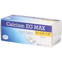 EG NV Calcium EG MAX | 1000 mg Calcium, 1200 I.e. Vitamine D3 & 90 µg Vitamine K2 | Behoud van Sterke & Gezonde Botten 2x90 St Gecomprimeerde tabletten