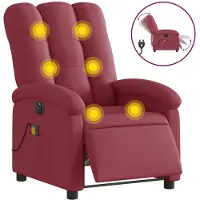 vidaXL Massagestoel elektrisch verstelbaar stof wijnrood