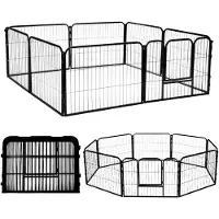 Springos Omheining voor kleine dieren - - Opvouwbaar - 8 panelen - 165x165 cm - Hoogte 60 cm
