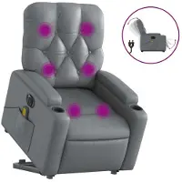 vidaXL Sta-op-massagestoel elektrisch kunstleer grijs