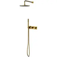 Omnires Contour - Doucheset met inbouwkraan, met inbouwdeel, diameter 25 cm, geborsteld goud SYSCT10GLB
