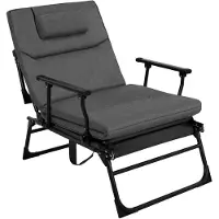 Springos Tuinstoel 2 In 1 | Ligstoel | Opvouwbaar | Verstelbaar | Ergonomische Hoofdsteun | Zwart
