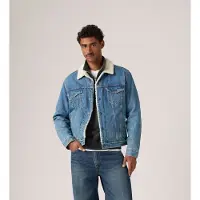 Levi's Heren Type 3 Sherpa Trucker jack middenblauw (L), Casual, Katoen, Lange mouwen 16365-0346