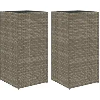 vidaXL Plantenbakken 2 st 40x40x80 cm poly rattan grijs