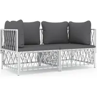vidaXL 2-delige loungeset voor de tuin met kussens, wit, staal
