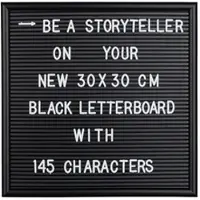 Relaxdays letterbord 30x30 - decoratie - memoboard - letter board - vierkant - zwart