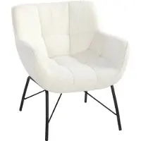 HOMCOM loungestoel voor de woonkamer, fauteuil met een uitstraling van Sherpa-vacht, crèmekleurig
