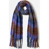Damart - Zachte geruite sjaal - Dames - Blauw - Taille Unique