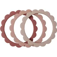 Mushie Siliconen Set 3 Bijtringen Flower | Blush/Rose/Shifting Sand