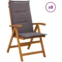 vidaXL Ligstoelen voor Tuin 8 st Naturel Massief Acacia Hout