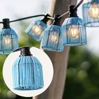LumenXL Prikkabel set inclusief kappen in lichtblauwe rotanlook, verkrijgbaar met verschillende LED lampen