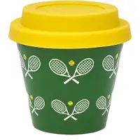 Quy Cup - 90ml Ecologische Reis Beker - Espressobeker “Tennis” met Gele Siliconen deksel