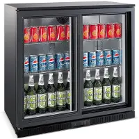 CombiSteel Barkoelkast - 208L - Zwart - Schuifdeuren - Statisch + Ventilator - 900x520x900mm - Horeca Koelkast