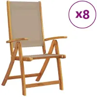 vidaXL Opklapbare stoelen, 8 stuks, van massief acaciahout en textilene.