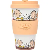 Quy Cup 400ml Ecologische Reis Beker - Peanuts Snoopy "Wall" - BPA Vrij - Gemaakt van Gerecyclede Pet Flessen met Lichte Perzik Siliconen deksel