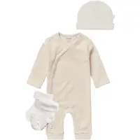 Noppies SET(3delig) Boxpak Nevis, Mutsje Nevel Oatmeal, met sokjes - Maat 68