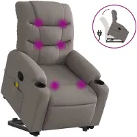 vidaXL Sta-op-massagestoel verstelbaar stof taupe
