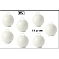 Wefiesta 12 stuks Ballon gewicht Kettlebell wit - 75 gram - Tafeldecoratie thema feest ballon party festival