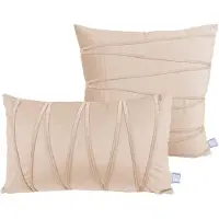 Padiro sierkussens set van 2 30 x 50 cm en 45 x 45 cm - champagnekleurig - polyester - decoratieve patroonbanen