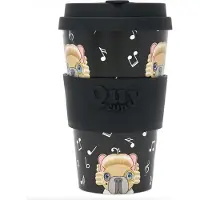 Quy Cup 400ml Ecologische Reis Beker - "Mozart" - BPA Vrij - Gemaakt van Gerecyclede Pet Flessen met Zwarte Siliconen deksel
