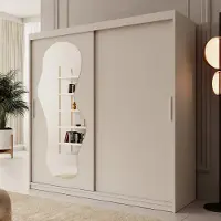 Meubella - Kledingkast Ulysses - Beige - 200 cm - Met spiegel