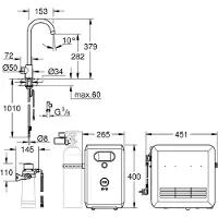 GROHE Blue Professional C-aansluitset, monoblok kraan