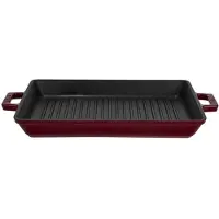 Lava - Grillpan - Geëmailleerd Gietijzer - 26 x 32 cm - Met Grillribben - Bordeauxrood