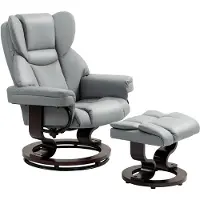 HOMCOM Recliner with Ottoman-PU-Leder-80L x 79B x 100H cm-Hellgrau