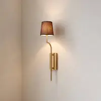 Opviq Wandlamp Lumora, dimbaar, messing / goud, Woon-/ Eetkamer, Textiel / Stof / Zijde, wandlamp