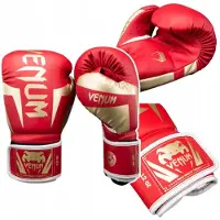Venum Elite Bokshandschoenen voor Boksen en Kickboksen – Mat Rood/Goud – 14 oz
