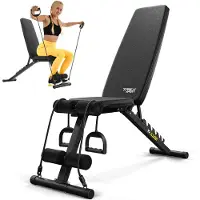 Trex Sport TX-110B – Fitnessbank – Verstelbar – Inklapbaar – Multifunctioneel met Weerstandsbanden – voor Buikspieren & Kracht – Thuisgym – Max. 110 kg