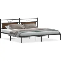 vidaXL Bedframe zonder matras 200x200 cm spaanplaat bruin eikenkleurig