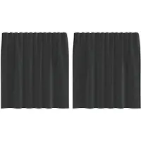 vidaXL Gordijnen voile met tab top 2 st zwart